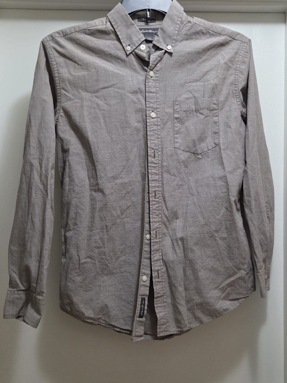 Eddie Bauer Men's Classic Fit Button-Down Shirt in Taupe Brown
